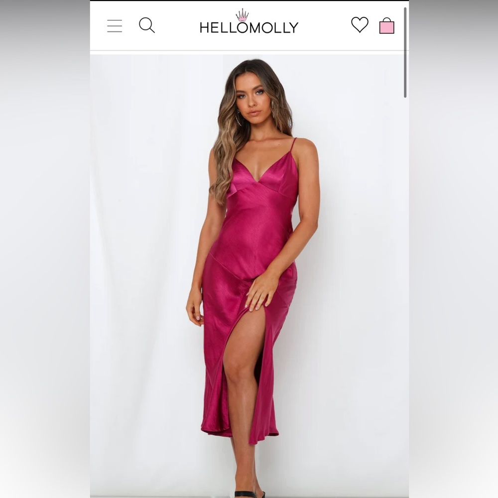 Hello Molly Asking For a Friend Midi Dress Fuchsia Size Small